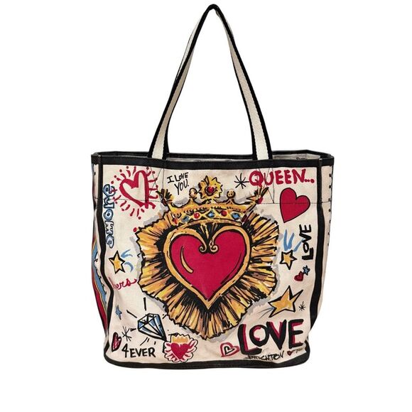 Brighton Queen of Love Tote Canvas Zip Pocket Queen of Hearts Tom Clancy Artist - Picture 4 of 14